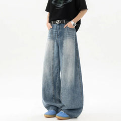 Threebooy Wide Leg Washed Baggy Loose Fit High Waisted Vintage Denim Jeans Casual Streetwear Trendy Stretch Comfy Women Men Unisex Fashion