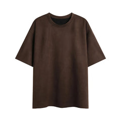 Threebooy Summer Short-sleeved T-shirt Men Oversized Casual Suede T Shirt Men Streetwear Loose Solid Color O-neck Tshirt Mens Top M-3XL