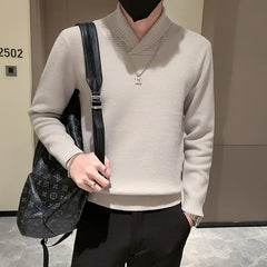 Threebooy Men High Quality Casual Knit Sweaters/Male Slim Fit High Quality Solid Color V-neck Casual Pullover Man Knit Sweaters S-3XL
