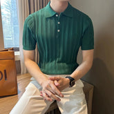 Threebooy New Trend Men Jacquarded Polo Shirt Leisure Luxury High Quality Knit Tops British Style Fashion Breathable Short Sleeve Knitwear