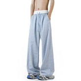 Threebooy Summer Casual Pants Men Fashion Oversized Wide Leg Pants Men Streetwear Hip-hop Loose Plaid Pants Mens Trousers Large Size 4XL