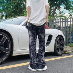 Threebooy Y2K Fashion Graphic Embroidery Baggy Jeans Pants For Men Clothing Straight Wide Leg Women Denim Trousers Pantalones Hombre