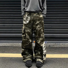 Threebooy American Street Three-Dimensional Pocket Straight Overalls For Men 2025 Spring Autumn Fashion Trend Loose Casual Flared Pants