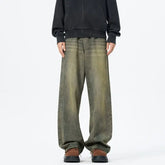 Threebooy Baggy jeans mens New Korean Men's Casual Long Jeans Classic Man Straight Denim Wide-leg Pants Solid Low-rise jeans