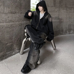 Threebooy Men's Black Denim Hoodie & Jeans Set