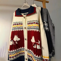 Threebooy Mens Sweater Puppy Dog Bow Collar Sweater Novel Design Streetwear Fashion Trend Youth Casual Long Sleeve Top Men'S Clothing