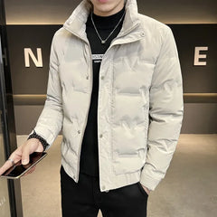 Threebooy Men's down jacket with thick stand up collar warmth handsome men's down jacket