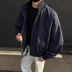 Threebooy Men's Military Green Flight Jacket Spring Cleanfit American Fashion Cropped Baseball Coats Loose Stand-up Collar Outerwear M-3XL