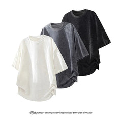 Threebooy New Mens Loose Fit Round Neck Tshirt Soft Drape Fabric Short Sleeve Casual Top Trendy Streetwear Breathable Lightweight Tee Hot