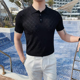 Threebooy Men Knitted Ice Silk Summer Short Sleeve Polo Shirts Slim Tops Casual Breathable Solid Color Business Shirt Easy To Match