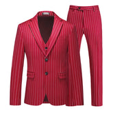 Threebooy High-quality, fashionable, stylish and versatile striped men's stand, slimming and fashionable plus-size suit three-piece set