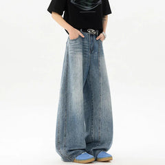 Threebooy Wide Leg Washed Baggy Loose Fit High Waisted Vintage Denim Jeans Casual Streetwear Trendy Stretch Comfy Women Men Unisex Fashion