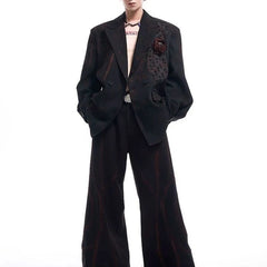 Threebooy Trendy Night Rose Handmade Graffiti Suit Jacket Men Autumn and Winter New Fashion Dark Night Party Dance High-end Suit Men