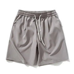 Threebooy Men's Solid Color Casual Shorts Elastic Waist Loose Streetwear Breathable Summer New Daily Fashion Sportswear