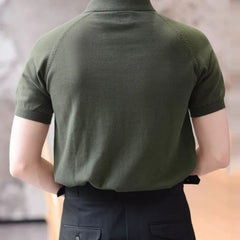 Threebooy New Men Fashion Tops Light Luxury Style Leisure Knitted Polo Shirt Casual Fitness Solid Color Short Sleeve Breathable Tees M-3XL