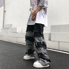 Threebooy Y2K Baggy Stacked Jeans Pants For Men Clothing Straight Vintage Grey Grunge Long Trousers Ropa Hombre