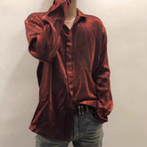 Threebooy Mens Autumn French Solid Color Gold Velvet Shirt Comfortable Fashion Trendy High Street Lazy Casual Long-Sleeve Top For Men