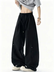 Threebooy Y2k American Casual Sport Streetwear Wide Leg Oversized Curved Pants Men Loose Trousers Baggy Suit Pants Sweatpants