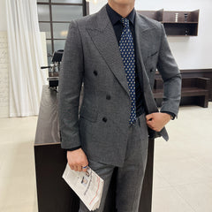Threebooy High-quality, fashionable, stylish, versatile and trendy wedding dress sets, dinner sets, men's slimming double-breasted suit se