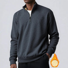 Threebooy Winter Men's Velvet Sweatshirt Zipper Design Solid Color Lamb Velvet Turtleneck Base Shirt Jacket