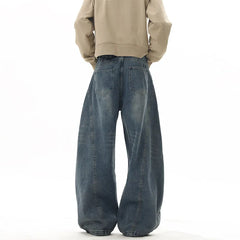 Threebooy Wide Leg Jeans Men Denim Dark Blue Floor Sweeping Baggy Trousers Street Dance Hip Hop Unisex Urban Fashion Urban Streetwear