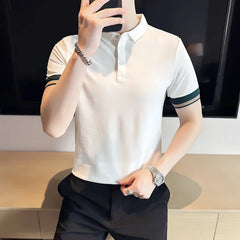 Threebooy New Summer Men Polo Shirt Printed Fashion Lapel Breathable Casual Tees Tops Short Sleeve Hip Hop Polos Shirts S-4XL