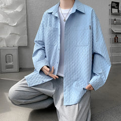 Threebooy High Quality Shirts Men Leisure Long Sleeve Chic New All-match Solid Summer Streetwear Loose Casual Simple College Daily