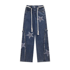 Threebooy American Vintage Pants Luxury Man Jeans Straight Trousers Streetwear Baggy New Wide Men's Clothing
