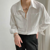 Threebooy Men's Luxury Suit Collar Business Shirt Fashion Casual Drapped Solid Color Button-down Long Sleeve Shirts for Men Spring 2025