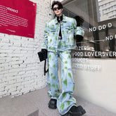 Threebooy Men's Graffiti Edge Denim 2-Piece Set