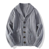 Threebooy Korean Version Retro Hand-woven Twisted Twisted Sweater Men's Spring Autumn Thickened Sweater Lapel Cardigan Trendy Jacket Chic