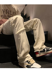 Threebooy New Spring Jeans Loose-fit Straight-leg Sporty Workwear Pants Hong Style Washing Jeans For Men