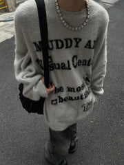 Threebooy Sweater Vintage Soft Glutinous Imitation Mink Wool Sweater Knitted Sweater Oversize Couple Fashion Autumn and Winter New Top Hip Hop