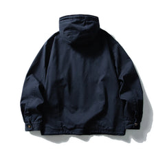 Threebooy Vintage Hooded Cargo Jacket Mens Streetwear Punk Y2k Casual Coats Oversized Harajuku Loose Pockets Japan Style Jackets Male