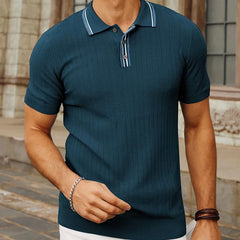 Threebooy Men's Casual Business Knitted Polo Shirt Light Luxury Leisure Lapel Button-down Short Sleeve Knitwear High Quality Fashion Shirt