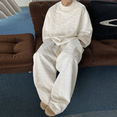 Threebooy New Autumn Popular Men's Sets Trendy Jacquard Loose Solid Color Sweatshirt+Trouser 2 Piece Suit Leisure High Quality Tracksuits