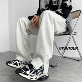 Threebooy Grey Black Sweatpants Men Fashion Oversized Wide Leg Pants Men Streetwear Loose Straight Sports Pants Mens Joggers Trousers