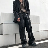 Threebooy Zipper Hip Hop Cargo Pants Y2k Jeans Woman Man Baggy Streetwear Casual Black Stacked Men Free Shipping Slim Flare White Men's