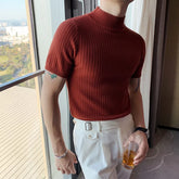 Threebooy clothing Men Summer Casual Knit Sweaters/Male Slim Fit Round Collar Trend Short Sleeve T-shirts Plus Size S-3XL