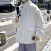 American high street men and women trendy personalized corduroy warm loose jacket couple Harajuku retro casual top y2k