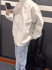 Threebooy Simple Solid Color Sweatshirt Stand Up Collar Woolen Jacket for Boys Girls Spring Autumn Loose Versatile Hoodie Hip Hop Coat