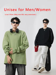 Threebooy 260GSM Striped Long Sleeve T-Shirts Men Korean Fashion O-Neck Loose Fit Basic Tee Tops Unisex Couples Oversized Tshirts