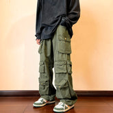 Threebooy Cargo Pants Multi-pockets Tooling Pant Harajuku Men's Vintage Loose Wide Leg Pants Streetwear Casual Hip-hop Mopping Trousers