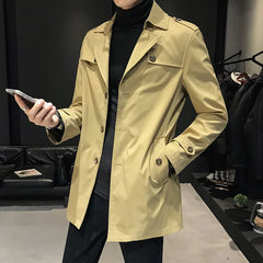 Threebooy Men High-grade Pure Cotton Business Windbreaker Coat/Men Slim Fit Leisure Trench Jackets Plus Size S-3XL