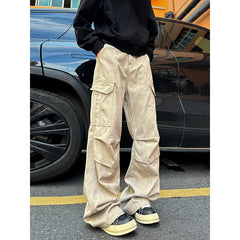 Threebooy Vintage Camouflage Men's Jeans Fashion Washed Casual Wide Leg Denim Pants Spring Loose Male Trousers Earthy yellow Cargo jeans