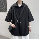 Threebooy Summer Ice Silk Solid Shirts For Men Clothing Korean Style Mens Streetwear Shirt Classic Basic Short Sleeve Blouse Men