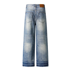 Threebooy Hip Hop Jeans Men Streetwear Punk Washed Striped Denim Pants Harajuku Vintage Baggy Casual Wide-leg Pants Unisex Trousers