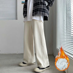 Threebooy Winter Sweatpants Men Corduroy Thick Wide Pants Solid Baggy Trousers Plus Size Casual Bottoms Fashion Vintage Y2K Male Clothes