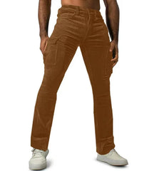 Threebooy Autumn New Cargo Pants For Men Retro Style Men's Corduroy With Multiple Pockets Mid-rise Solid Man Jogging Pants Streetwear