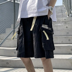 Threebooy high quality overalls shorts men summer multi-pocket hipster American casual Japanese y2k pants super handsome sweatpants